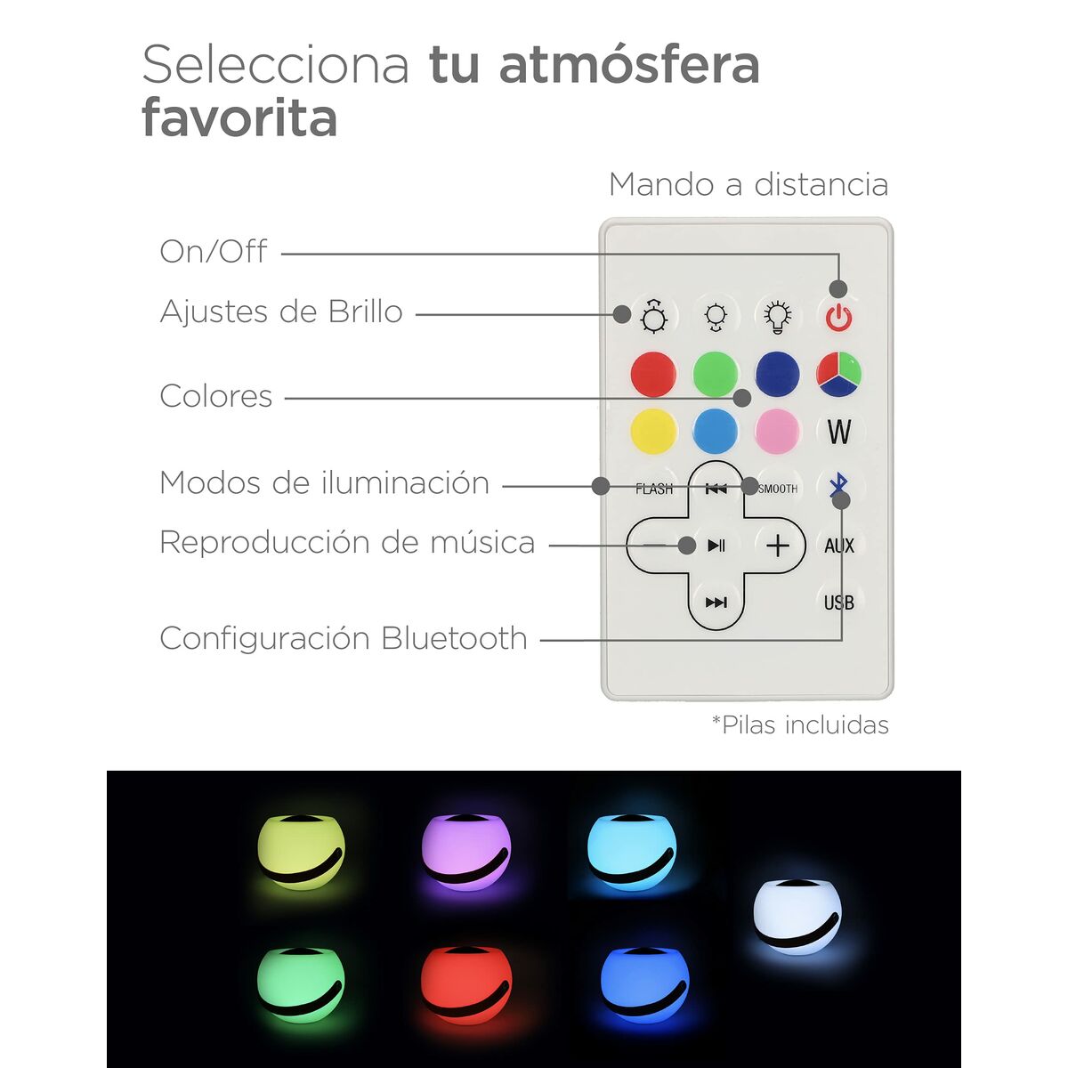 Boxă Bluetooth portabilă cu LED – Alb | 5W