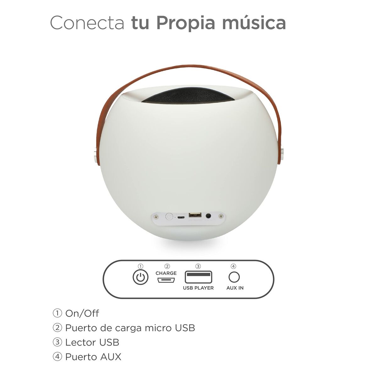 Boxă Bluetooth portabilă cu LED – Alb | 5W